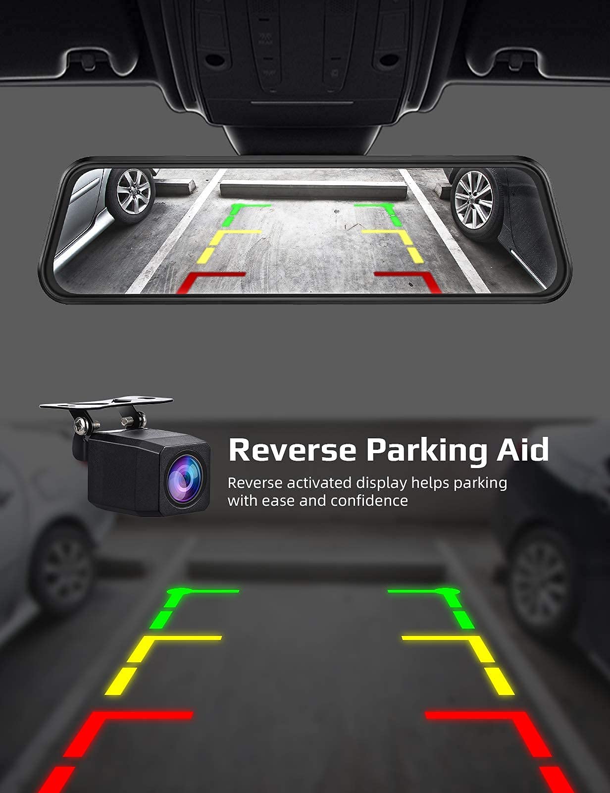 Amazon.com: 2.5K Mirror Dash Cam Voice Control, Dual Dash Cam with